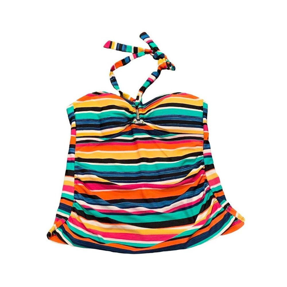 CHAPS HALTER BATHING SUIT TANKINI TOP SIze 10 Multicolor